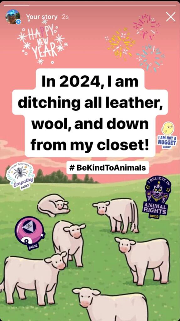 PETA-owned image of NY resolutions for animals from Katharine H