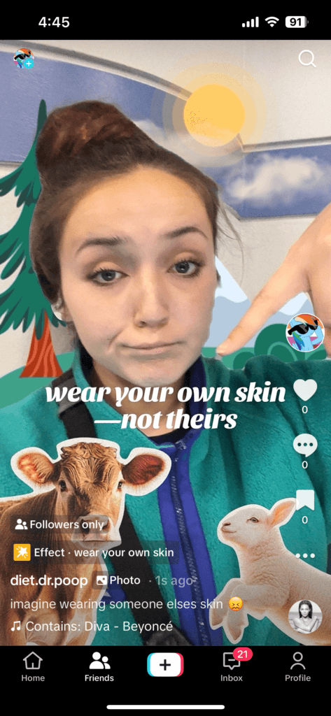 PETA-owned image for the tiktok effect skin mission