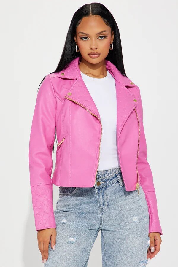 Image from Fashion Nova website for the vegan leather jackets article