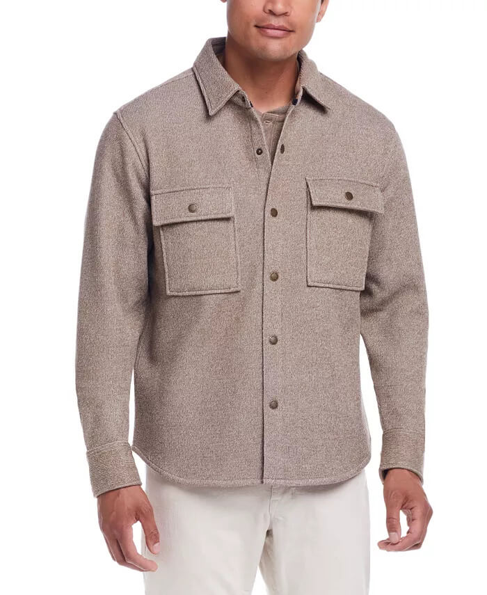 Image from Macy's website for the vegan shirt jackets article