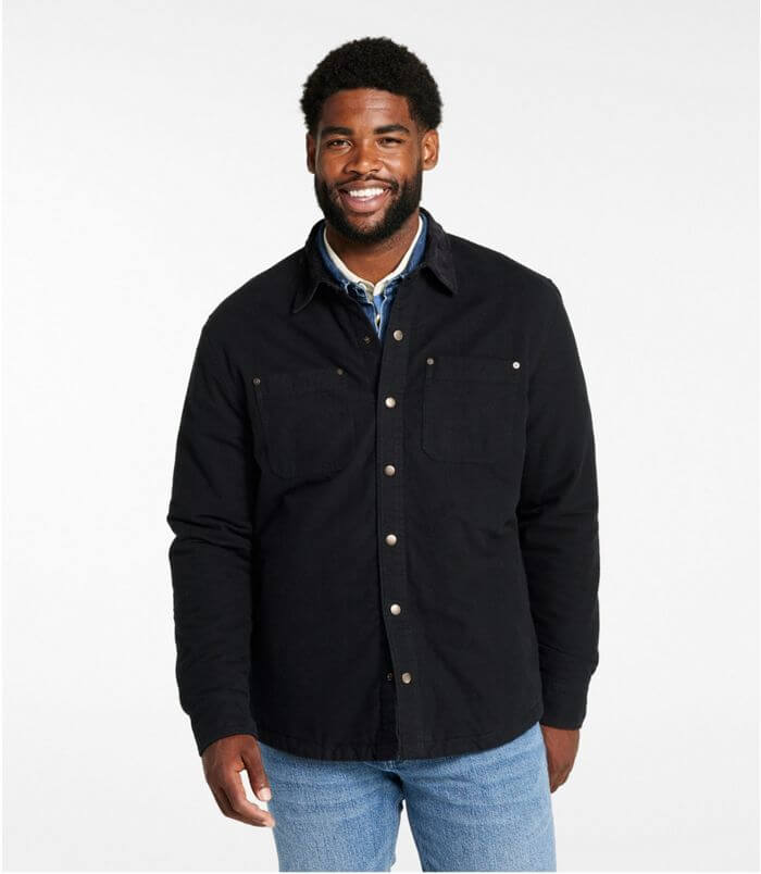 Image from L.L.Bean website for the vegan shirt jackets article