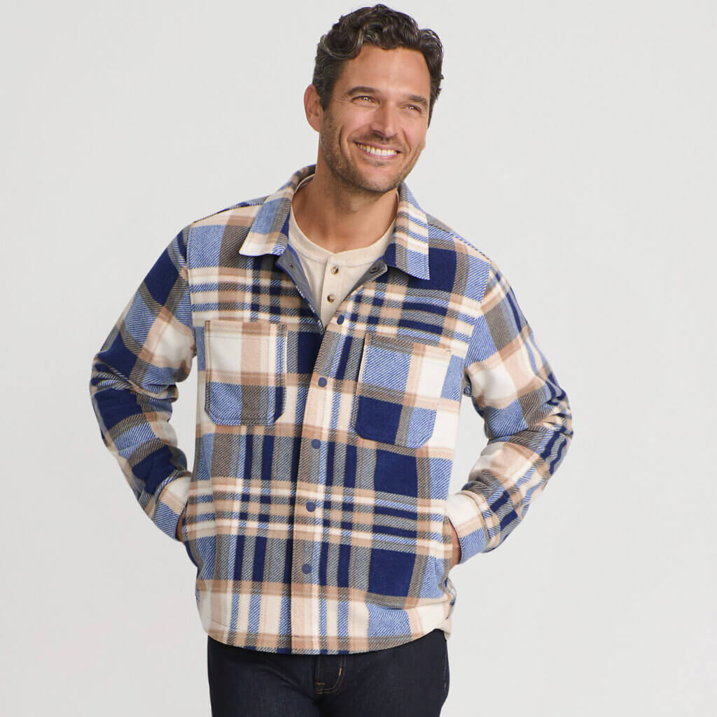 Image from Lands' End website for the vegan shirt jackets article