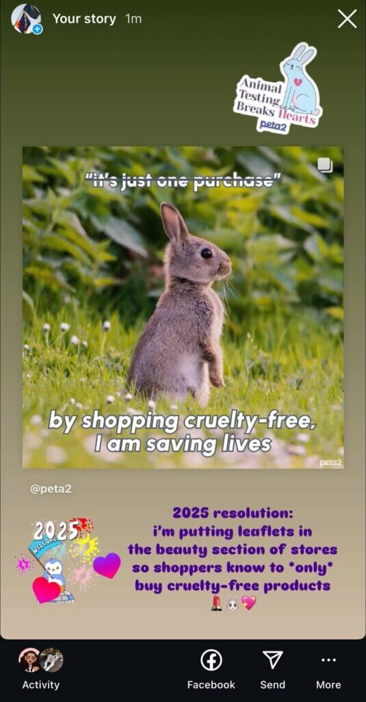 PETA-owned image for the resolutions for animals mission