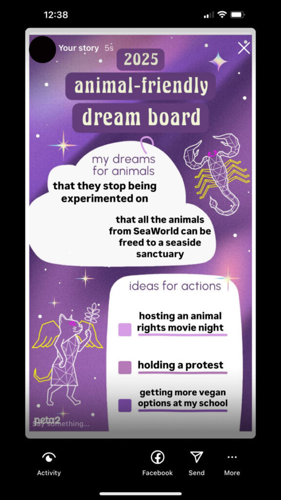 PETA-owned image for the digital dream board mission